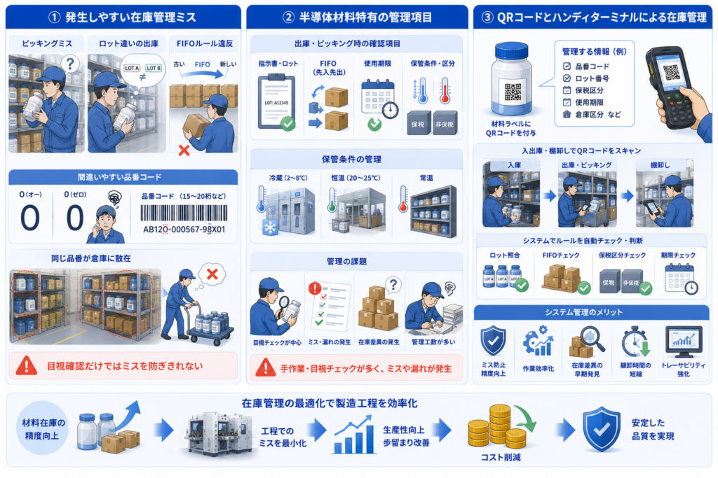 半導体材料の在庫管理で発生しやすいミスとは