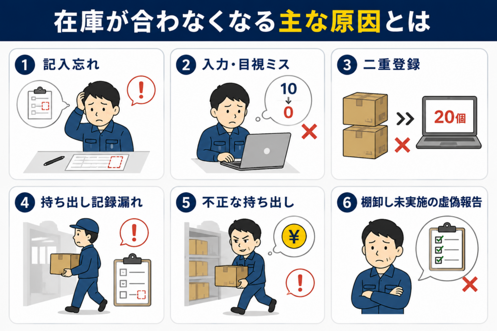 在庫が合わなくなる主な原因とは