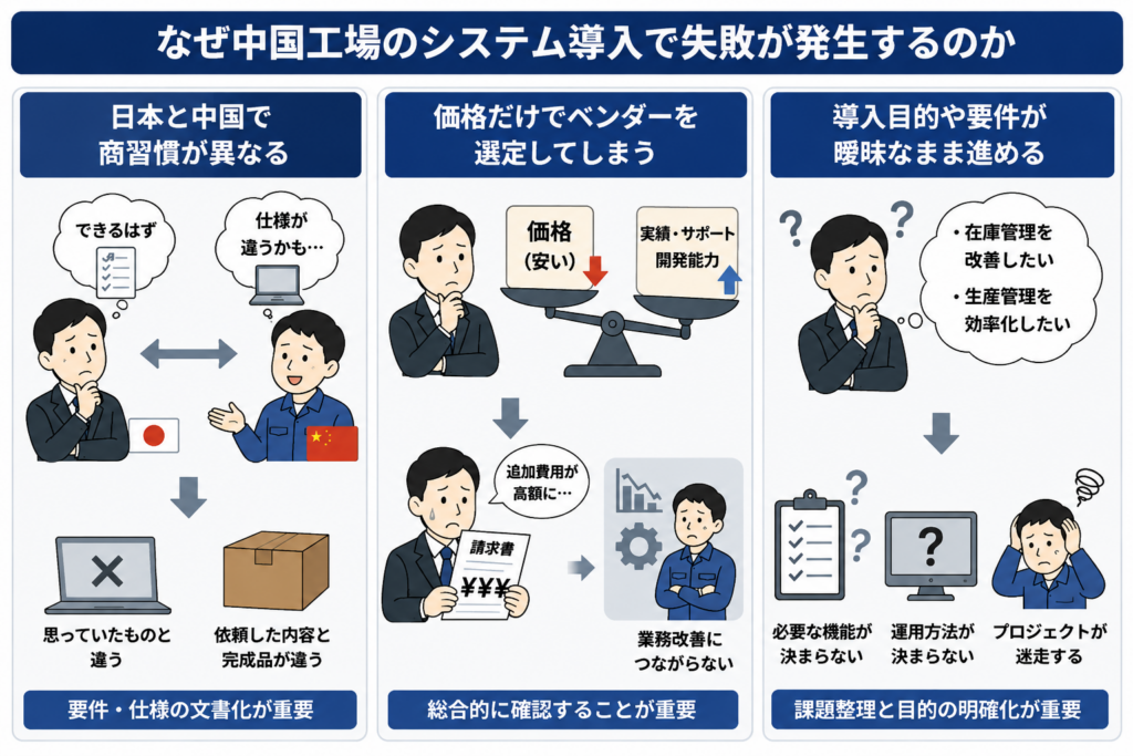 なぜ中国工場のシステム導入で失敗が発生するのか